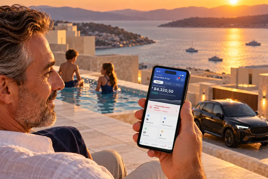 Ailesiyle tatildeyken telefonundan Patron App ile işini takip eden rent a car işletme sahibi