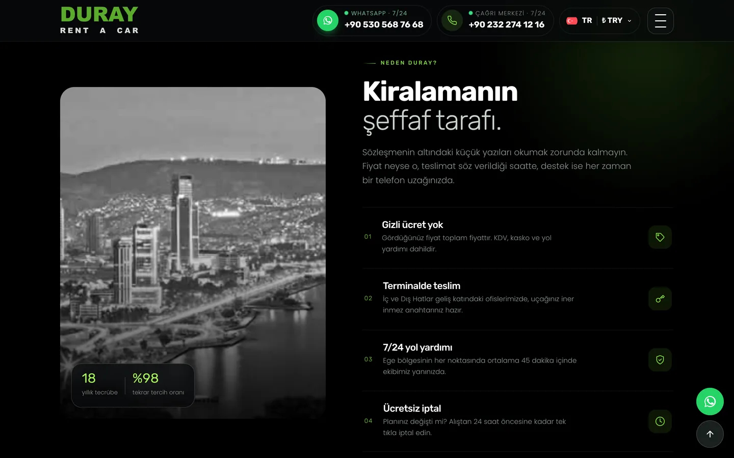 Duray sitesinde “Kiralamanın şeffaf tarafı” bölümü
